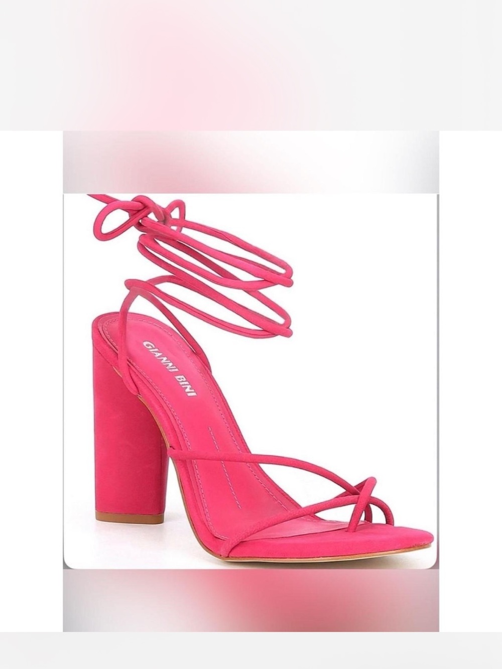 Gianni Bini Hot Pink Lace-Up Block Heel Sandal